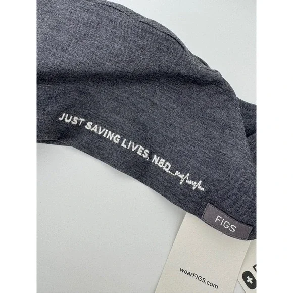 FIGS Lupi Scrub Cap Graphite Just Saving Lives NBD Embroidered W18AC3001 NEW - Picture 2 of 7